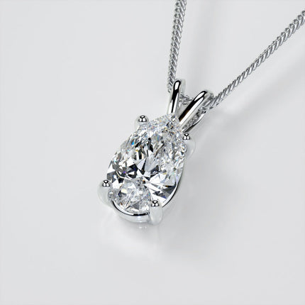 2.00 CTW AGI Certified Pear-Cut Lab-Grown Diamond (F/Vs) Pendant in 14K White Gold