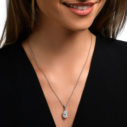 2.00 CTW AGI Certified Pear-Cut Lab-Grown Diamond (F/Vs) Pendant in 14K White Gold