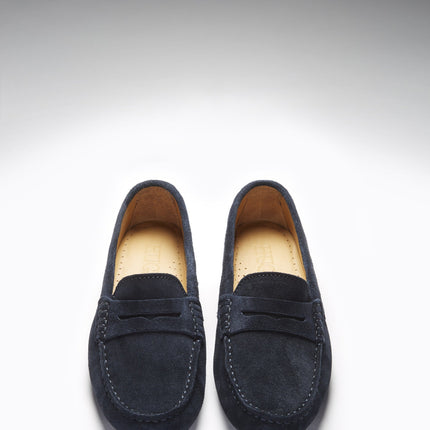 Women's Penny Driving Loafers, Navy Blue Suede