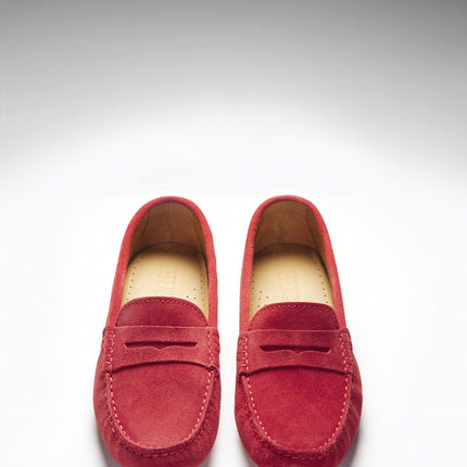 Women's Penny Driving Loafers, Red Suede