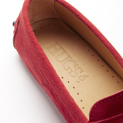 Women's Penny Driving Loafers, Red Suede