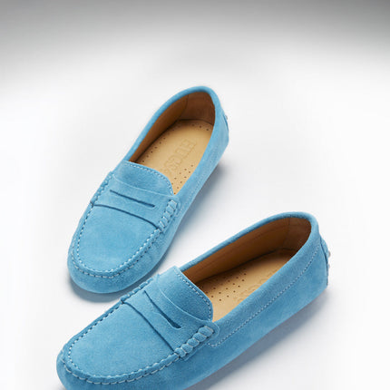 Women's Penny Driving Loafers, Turquoise Suede