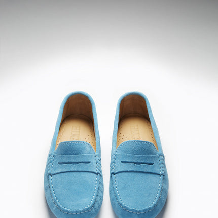 Women's Penny Driving Loafers, Turquoise Suede