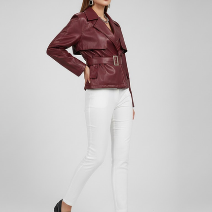 Women's Collared Zip Jacket BURGUNDY - RED HOOK: New Collection COUTURE in BROOKLYN - BYMANYC ® New York