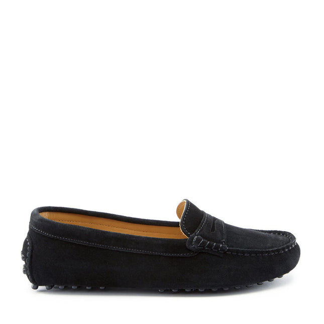 Women's Penny Driving Loafers, Black Suede