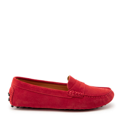 Women's Penny Driving Loafers, Red Suede