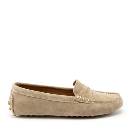 Women's Penny Driving Loafers, Taupe Suede
