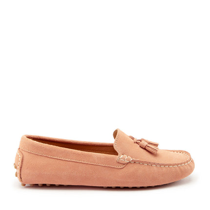 Women's Tasselled Driving Loafers, Peach Suede