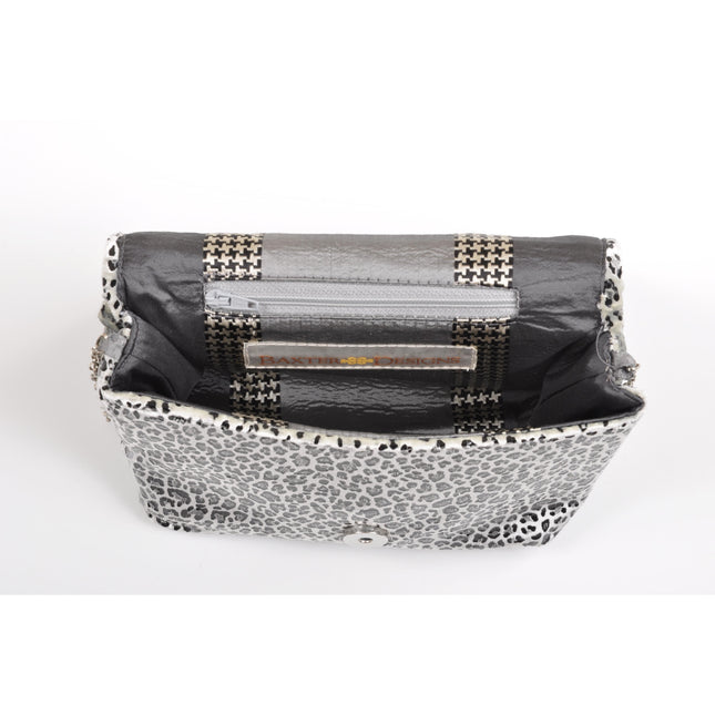 Leopard Silver Square Clutch