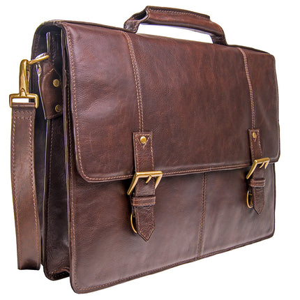 Hidesign Charles Large Double Gusset Leather 17" Laptop Compatible Briefcase Work Bag