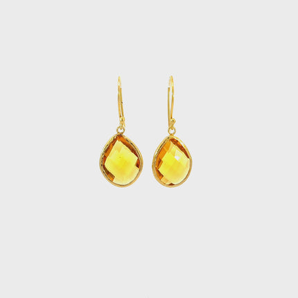 Petite Drop Earrings Citrine Hydro Gold