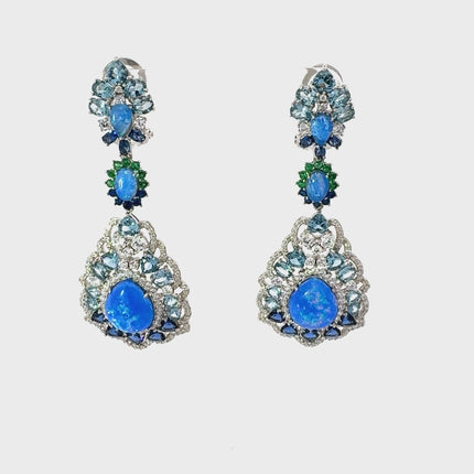 Mariana Blue Opal Drop Earrings Silver