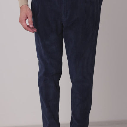 Autumn Winter Blue Velvet Chino Trousers
