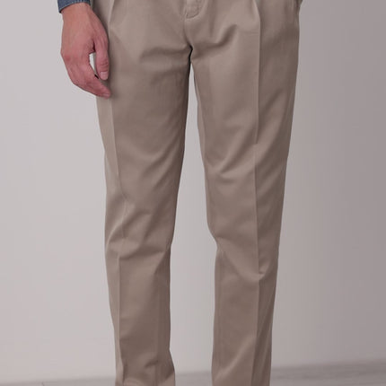 Autumn Winter Beige Cotton Trousers