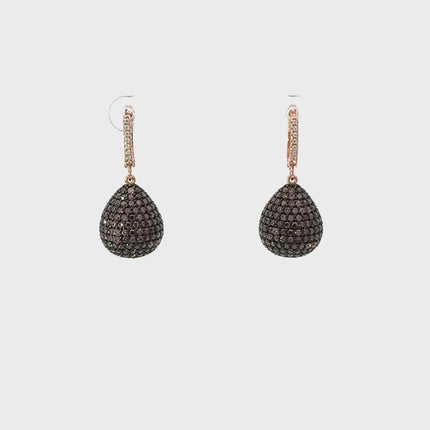 Valerie Pear Drop Gemstone Earring Rosegold Chocolate Cz
