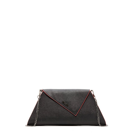 Black Leather Clutch Bag Unique Evening Purse Women's Handbag