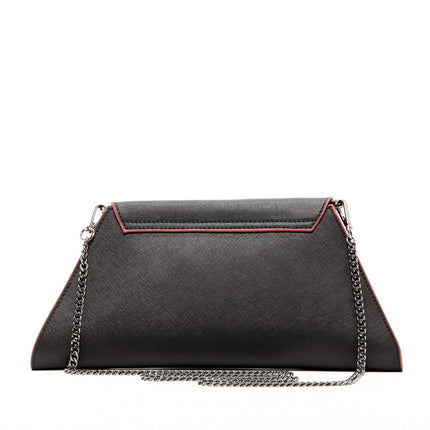 Black Leather Clutch Bag Unique Evening Purse Women's Handbag