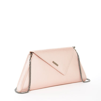 Angelica Leather Rose Gold Metallic Clutch Bag
