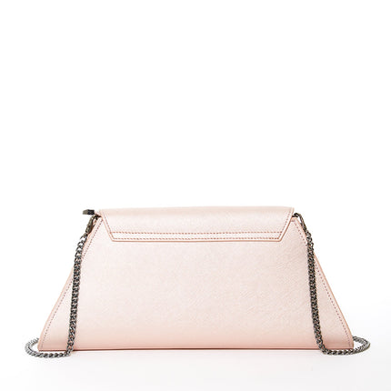 Angelica Leather Rose Gold Metallic Clutch Bag