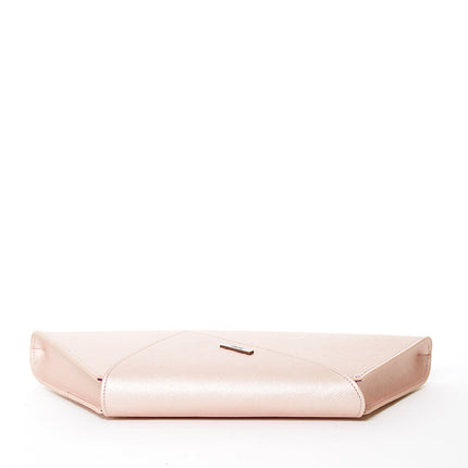 Angelica Leather Rose Gold Metallic Clutch Bag