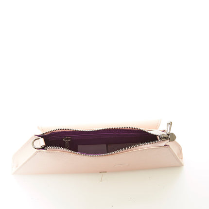 Angelica Leather Rose Gold Metallic Clutch Bag