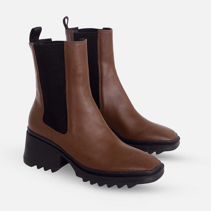 Arachis Brown Calf Leather Combat Boots – 7.8cm Heel