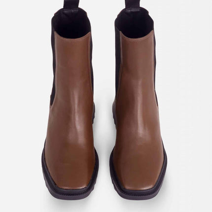 Arachis Brown Calf Leather Combat Boots – 7.8cm Heel