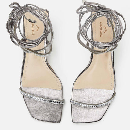 Aroeira Silver Leather Sandals – 8cm Heel