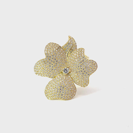 Flower Cocktail Ring Gold