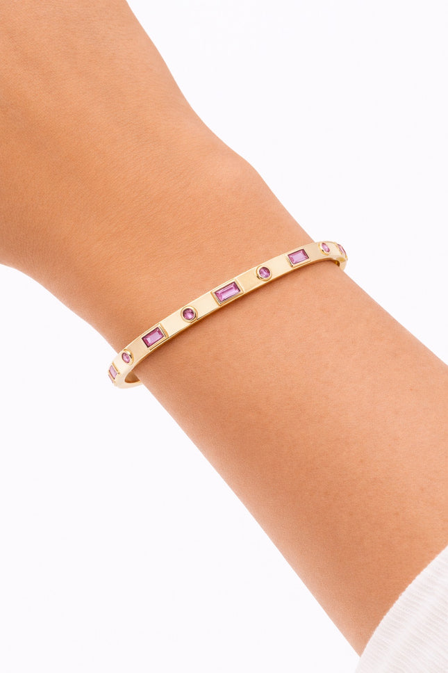 Pink Topaz Gold Bangle Bracelet