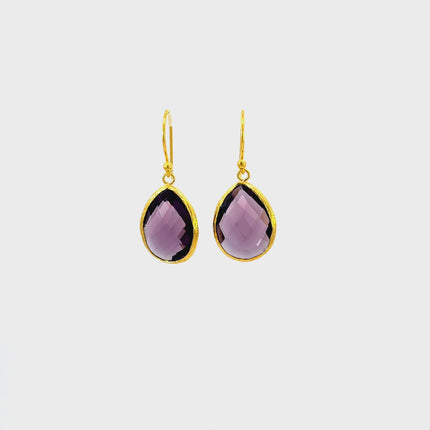 Petite Drop Earrings Amethyst Hydro Gold