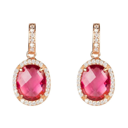 Beatrice Oval Gemstone Drop Earrings Rose Gold Pink Tourmaline