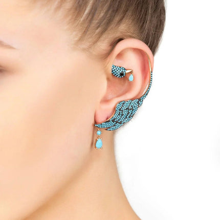 Bird Paradise Ear Climber Turquoise Gold Right