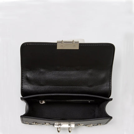 Studded Small Leather Crossbody Bag Black Purse