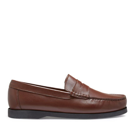 Boat Loafers, Brown Leather