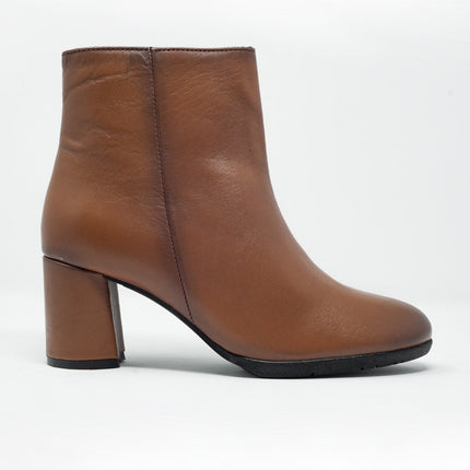 Brown Blocked Mid Heeled Ankle Boots