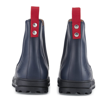 Busby Men's Winter Chelsea Boot, Navy Blue Leather