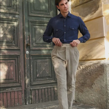 Blue Cotton and Viscose Shirt Autumn/Winter