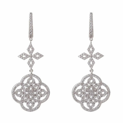 Celtic Knot Clover Drop Earrings Silver