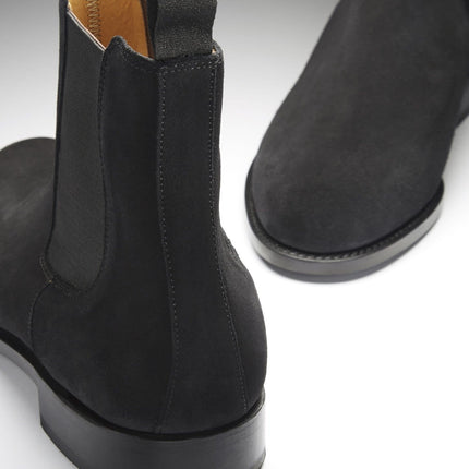 Black Suede Chelsea Boots, Welted Leather Sole