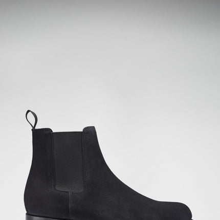 Black Suede Chelsea Boots, Welted Leather Sole
