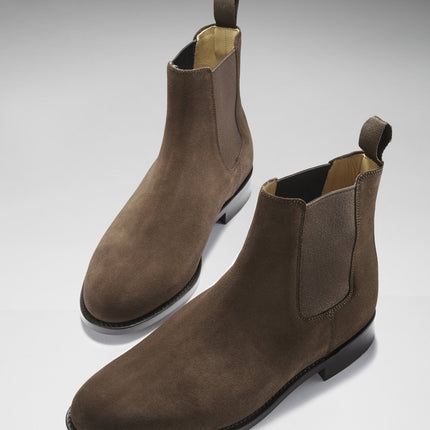 Brown Suede Chelsea Boots, Welted Leather Sole