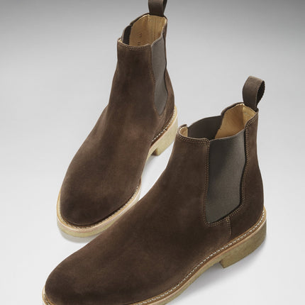 Brown Suede Chelsea Boots, Crepe Rubber Welted Sole