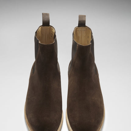 Brown Suede Chelsea Boots, Crepe Rubber Welted Sole
