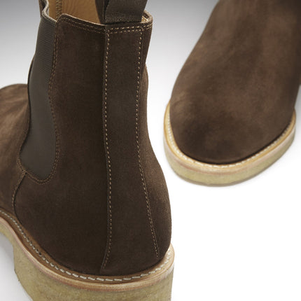 Brown Suede Chelsea Boots, Crepe Rubber Welted Sole