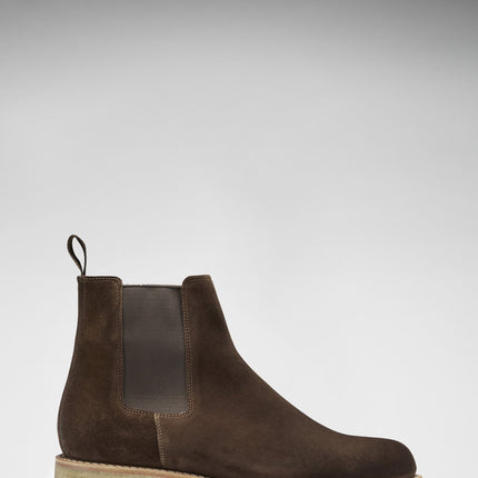 Brown Suede Chelsea Boots, Crepe Rubber Welted Sole