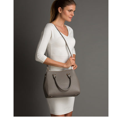 Leather Gray Satchel Bag