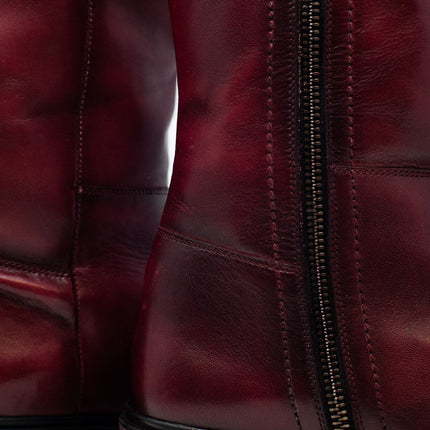 Chunky Zip Boots in Maroon