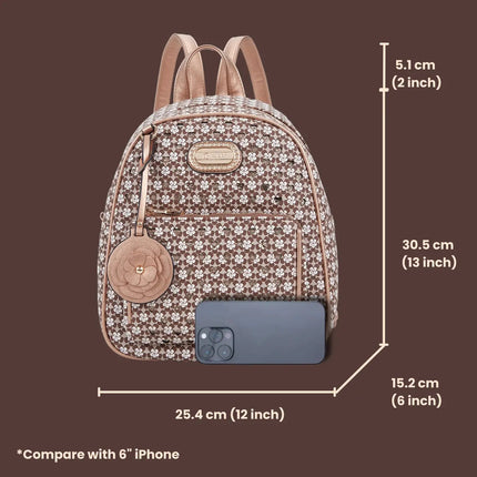 Brangio Italy Floral Rose Gold Accents Mini Backpack