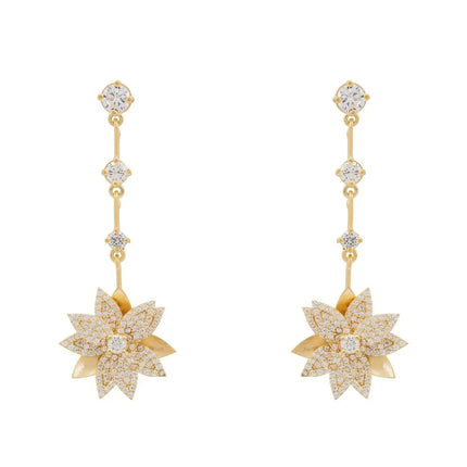 Dahlia Drop Earrings Gold White